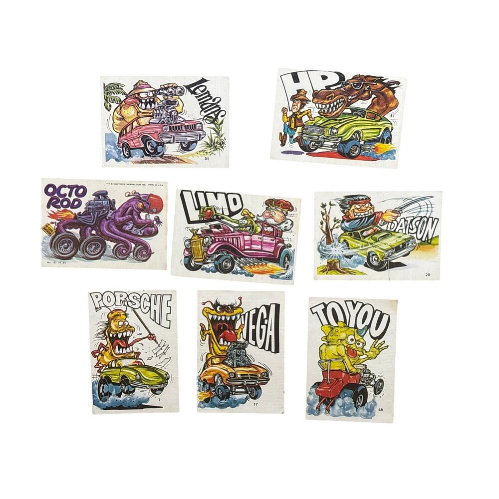 Vtg 70s Donruss Fabulous Odd Rods sticker card bundle lot of 8 unused rare